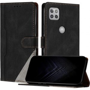 KAL-&Eacute;tui Pour Motorola Moto G 5G, Housse En Cuir Pu Avec [Protection Antichoc Tpu] [Fonction Support] [Porte-Cartes ] Antichoc Magn&eacute;tique Coque Pour Moto G 5G - Noir - Neuf