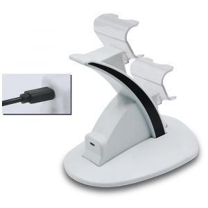 Chargeur Double Pour Manette Ps4 - Blanc, Charge Rapide, Voyant Led, Conception S&eacute;curis&eacute;e, Rangement Compact Pour Manettes Ps4 - Neuf