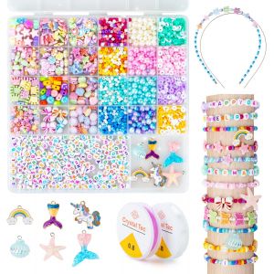 MEVRONISSHOP-2200pcs Perles pour Bracelet, 32 Types Perle Enfant Kit Bracelet, Bijoux Jouet Enfants pour Filles de 5 &agrave; 12 Ans, Activit&eacute; Manuelle Enfant, Cadeau Fille 5 6 7 8 9 Ans - Neuf