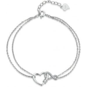 Eryi-Bracelet Pierre De Naissance Infini C?Ur Argent Sterling 925 Réglable Double Couche Cadeaux Pour Maman Et Petite Amie - Neuf