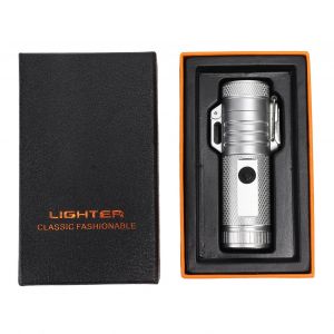 HJLIAN Briquet electrique etanche a double arc, coupe-vent, rechargeable, 220 mAh, pour camping, argent - Neuf