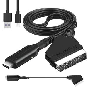 Adaptateur Péritel Vers Hdmi-Convertisseur Audio Vidéo Hd Avec Câble D'entrée Et Port De Sortie-1080p/720p-Compatible Avec Hdtv,Stb,Vhs,Xbox,Ps3,Sky,Dvd,Blu-Ray - Neuf