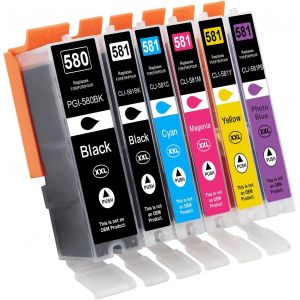 ERYI-580 Xxl 581 Xxl Compatibles Cartouche Canon 581 Cartouche Encre Canon Ts6350 Pour Canon 580Xxl Canon 581Xxl Ts8150 Ts6150 Ts8250 Ts6151 Tr8550 Tr7550 Ts8151 Ts9150 Pgi-580Xxl Cli-581Xxl - Neuf