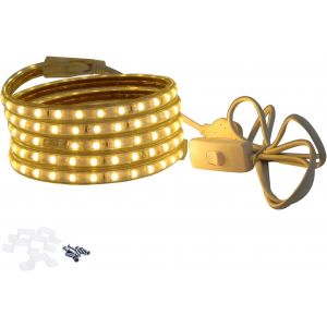 Ruban &Agrave; Led Avec Interrupteur 12m Blanc Chaud, Bande Lumineuse 220v 230v, 5050 Smd 60 Leds/M Strip, Ip65 &Eacute;tanche, R&eacute;tro-&Eacute;clairage Lumineux[Rub9225098] - Neuf