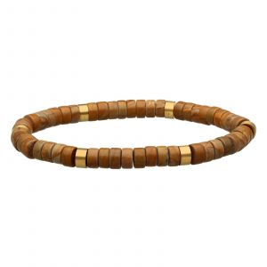 Bracelet Perles Heishi Jaspe Bois Serpeggiante - Neuf