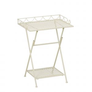 Mica Decorations Marseille Table De Jardin Ext&eacute;rieur &iquest; &Eacute;tag&egrave;re Rangement &iquest; M&eacute;tal &iquest; 50 X 38 X 68 Cm &iquest; Off White - Neuf