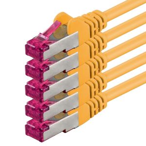 Kal-0,5 M - Jaune - 5 Pièces - Câble Réseau Cat6a (10gb/S) S-Ftp Cat 6a Lankacable - Certifié Ghmt Pimf 500 Mhz Cat5 Cat5e Cat6 Cat6a Cat7 Pour Switch, Routeur, Modem, Internet - Neuf