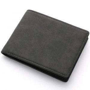 2025 nouveau portefeuille hommes véritable cuir PU mâle court fermeture éclair Simple en cuir souple léger pince à billets Vintage portefeuille d'affaires étudiants-Black- - Neuf