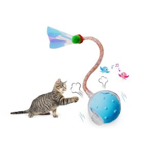 Balle Interactive Pour Chat Avec Queue Mobile Et Sons Pour Chats D'int&eacute;rieur - Neuf