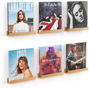 MEVRONISSHOP-Etag&egrave;res murales 300mm pour Disques Vinyles, Lot de 6 Flottantes &Eacute;tag&egrave;res de Rangement Tablettes Murales, D&eacute;coration pour Chambre, Salon, Salle de Bain, Rangement et Organisation - &iquest;Bois - Neuf