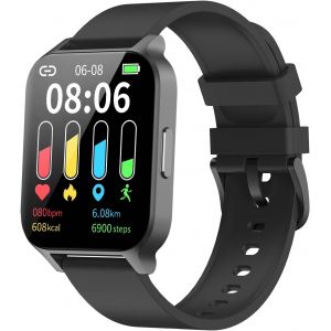 Montre Connectée Homme Smartwatch Sport Tactile Podometre Cardiofrequencemetre Oxymetre Montre Intelligente 1,69 Pouces Smart Watch Android Ios Sms Appel Notification Etanche Ip68 Noir - Neuf