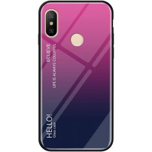Kal-Coque Pour Xiaomi Mi 8 [Avec Film De Protection Écran],Coque Avec Revêtement Arrière En Verre Trempé Avec Motif Marbre + Tpu Silicone Souple Anti Choc Case Cover (Rose Rouge) - Neuf