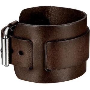 Eryi-- Bracelet De Force Noir Marron Homme Femme Cuir Vachette Véritable Acier Inoxydable Ceinture Vintage - Neuf