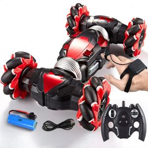 Voiture RC 2,4 GHz avec t&eacute;l&eacute;commande/contr&ocirc;le gestuel, 30 km/h, lumi&egrave;re LED, musique - Neuf