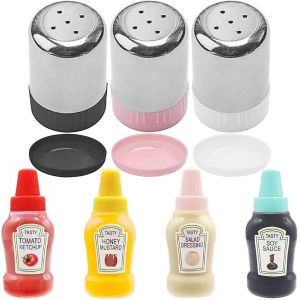 Pot a Epices,Petit Recipient Sauce Portable Salieres et Poivrieres Ext&eacute;rieur Bouteille Sauce Barbecue Bocaux &agrave; &Eacute;pices Pot &agrave; Epices Bocaux Epices Saliere et Poivriere de Table Spice Jars 7 Pcs - Neuf