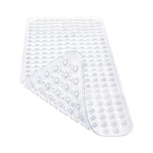 Tapis de bain (blanc) antid&eacute;rapant pour peaux sensibles 88 x 39 cm, fixations incluses - Tapis de bain antid&eacute;rapant sans BPA - R&eacute;sistant &agrave; la moisissure et lavable en machine - Neuf