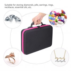 Hjlian Boite De Rangement A 60 Emplacements Pour Broderie Diamant, Accessoires De Peinture Diamant, Boite De Rangement Pour Outils, Rose Rouge - Neuf