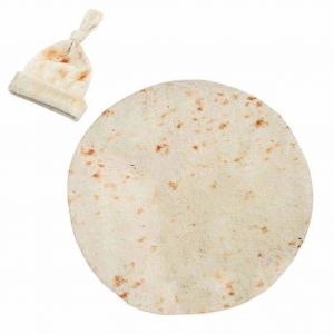Couverture D'emmaillotage Ronde En Fibre D'acetate Douce Pour Nouveau-Ne Avec Bonnet, Beige Clair - Neuf