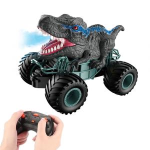 Camion dinosaure t&eacute;l&eacute;command&eacute; 2,4 GHz tout-terrain pour enfants avec effet brumisateur - Neuf