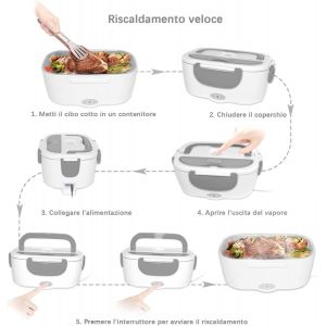 Tianyi-Lunch Box Chauffante &Eacute;lectrique (1.5l/55w), Boite Isotherme Repas Chaud Portable, Gamelle Ghauffante Puro Bureau Et Voiture, Gris - Neuf