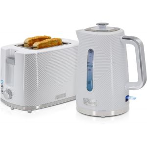 Elegance Ensemble Grille Pain 2 Fentes Tranches Larges, 7 Niveaux De Dorage + Bouilloire &Eacute;lectrique 1,7 L Sans Fil, 2200 W, Sans Bpa, Pack Petit D&eacute;jeuner &Eacute;lectrom&eacute;nager, Design Moderne Blanc - Neuf