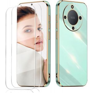 Kal-Coque Pour Huawei Magic 5 Lite 5g/Honor X9a Avec 2x Protection Écran En Verre Trempé, Absorption De Choc Housse Tpu Coque(Vert) - Neuf