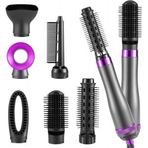 6 En 1 Ensemble De Brosses À Air Chaud Pour Sèche-Cheveux, ¿Ionique Négative¿ Styler À Air Multifonctionnel 1000 W Avec 6 Accessoires Pour Sécher, Volumiser, Lisser, Boucler - Neuf