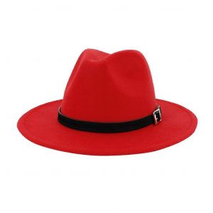 Chapeau Unisexe Vintage À Larges Bords Avec Boucle De Ceinture Ajustable, Style Outback, Taille Unique C1-Rouge - Neuf