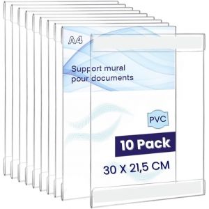 Jexnovashop-Porte Document Mural A4 Adhesif Porte Menu Restaurant Panneau Affichage Exterieur Support Mural Affiche, Document Pour Bureau, Magasin, Restaurant (Verticale) - Neuf