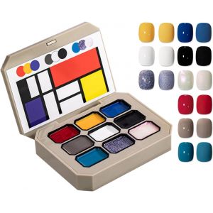 Gel En Solide Vernis À Ongles, 9 Couleurs Vernis Semi Permanent En Gel Crème Solide Paint Palette,Avec Brosses À Ongles Pour Salon De Peinture À Ongles - Neuf