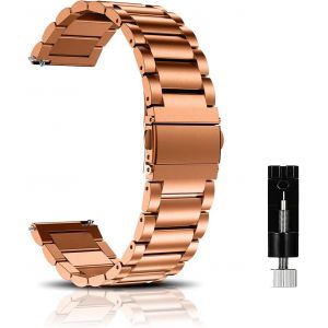 M&eacute;tal Bracelet Pour 20mm 22mm 18mm Bracelets De Remplacement Banda De Montre De Rechange En Acier Inoxydable Pour Femme Homme - Or Rose - Neuf