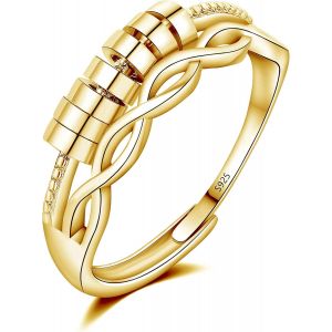 Kahfl-Bague Anti-Anxiété En Argent Sterling 925 Pour Homme Et Femme,Bague Réglable En Plaqué Or Blanc/Or Rose/Or Plaqué Or - Neuf