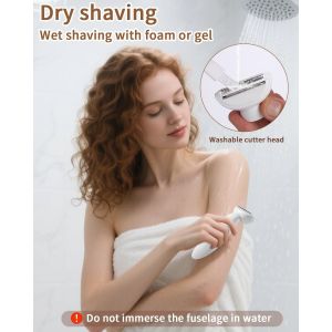 Rasoir Electrique Femme, 5 En 1 Tondeuse Femme Intime,Rasoir Femme Electrique Avec Station De Usb Rechargeable,Tondeuse Maillot Femme,Pour Le Corps,Les Aisselles,Le Bikini,Les Sourcils Et Le Nez-Blanc - Neuf