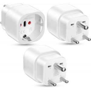 JGD-3 Pi&egrave;ces Adaptateur Prise Inde, Adaptateur de Voyage, Adaptateur Voyage Accessoires, Adaptateur Sri Lanka, Schuko UE vers Prise de Type D, pour Inde, Sri Lanka, N&eacute;pal, Congo Adaptateur de Voyage - Neuf