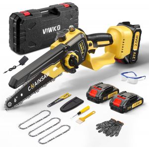 MEVRONISSHOP-Mini Tron&ccedil;onneuse &agrave; Batterie 6 Pouces, 1000W Brushless Tronconneuse Electrique Sans Fil pour Jardin, 4000mAh Tron&ccedil;onneuse Elagueuse sur Batterie, D'huile Automatique, Compatible avec Mak - Neuf