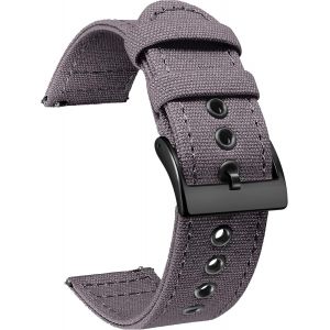Bracelets De Montre En Toile À Dégagement Rapide Bracelet Pour Montre En Tissu 18mm 20mm 22mm 24mm Remplacement Bracelets Montres Canvas Pour Homme Et Femme Avec Boucle Argent/Noir.[U2092] - Neuf