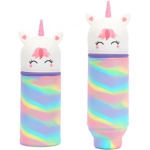 Étui En Silicone Extensible, Porte - Stylo De Table,Fermeture À Glissière,Meilleur Cadeau Pour Les Étudiants Et Les Enfants, Blanc, Federmäppchen - Neuf