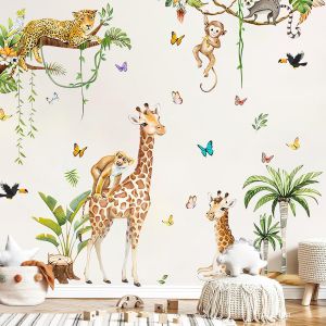 3 Stickers Chambre Enfant Stickers Muraux Animaux Jungle Muraux Enfant Style Simple Et Moderne Adapt&eacute;s Aux Gar&ccedil;ons Et Aux Filles Chambre De B&eacute;b&eacute; - Neuf