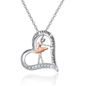 F&eacute;e Clochette Cha&icirc;ne En Argent Sterling Ballet Collier Pour Femmes Ballerine Danse Coeur Pendentif Bijoux Amour Collier Cadeaux Pour Filles Femmes Fille Danseuse Enfants Cadeau De F&ecirc;te Des M&egrave;res - Neuf
