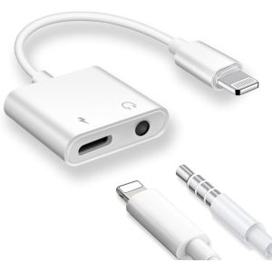 Thef-2 En 1 Lightning Vers Jack 3.5 Mm, Adaptateur Casque Pour Iphone, Adaptateur Ecouteur Jack 3.5 Mm, Audio Aux Jack De Charge Connecteur Compatible Avec Iphone 14/13/12/11/X/8/7 - Neuf