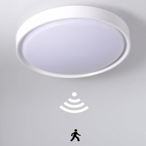 Kal-Led Plafonnier Avec Détecteur De Mouvement Radar Et Capteur De Crépuscule,Auto On/Off,3 Distance De Détection Réglable,Blanc Froid 6000kelvin 12w 1200lm - (Rond - 24cm) - Neuf