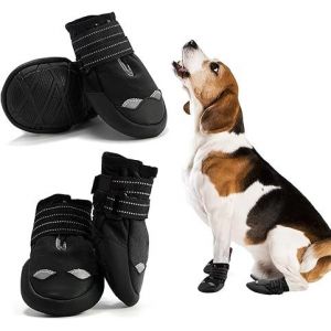 Pcs Bottes Chien, Chaussures Imperméables Pour Chiens Avec Sangles Réfléchissantes Semelle Souple Antidérapante Robuste Protecteur De Patte Pour Chien (3#, Noir) - Neuf
