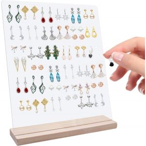 Tianyi-2 Pièces Porte Boucle D'oreille 120 Trous Support Boucle D'oreille Avec Socle En Bois Porte Boucle D Oreille Convient Pour Ranger Boucles D'oreilles Boucles D'oreilles Broches - Neuf