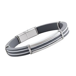 Bracelet Jourdan Rowann Acier Caoutchouc Gris - Neuf