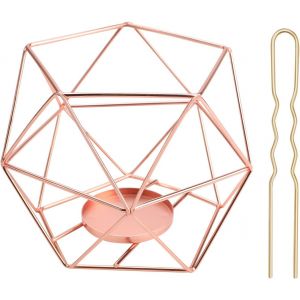 KALANKA-Photophore Bougie Doré Bougeoir, Porte Bougie décoratif Romantique Fait à La Main Géométrique Hexagonale Moderne Métal Design pour Table de Mariage, décoration de la Maison, Banquets - Neuf