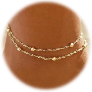 Chaîne De Cheville Plaquée Or 18k Étanche & Sans Allergie, Élégante & Confortable, En Bijou Doré - Neuf