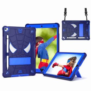 Coque Hybride En Silicone Pour Ipad 10.2 (2021/2020/2019) Avec Bandoulière - Bleu Marine Et Bleu - Neuf