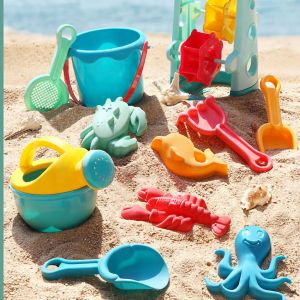 Ensemble De Jouets De Plage Pour Enfants, Pelles, Rateau, Seau, Jeu De Plage Pour Enfants, Outils De Jeu De Sable En Bord De Mer, 10 Pieces Avec Sablier - Neuf