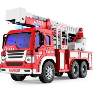 ERYI-Gros Camion De Pompier, Véhicule Pompiers Xxl Avec Échelle, Sonore Et Lumineux, Grand Realiste Maquette Camions, Voiture À Friction Jouet, Cadeau Enfant 3 4 5 6 7 8 Ans - Rouge - Neuf