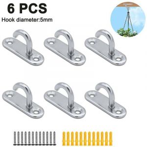 Patère de salle de bain 6 pcs Acier Inoxydable Demi-Ouverture Crochet Mural Crochet Simple Crochet Plafond Mou - Neuf
